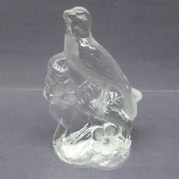 Viking Glass Vintage Crystal ROBIN with Flowers 7 inch high Book End - Single - Picture 1 of 4